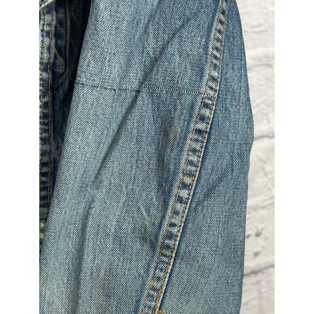 Vintage Levis Denim Trucker Jacket Blue Jean Distressed‎ Faded Mens - Picture 8 of 16